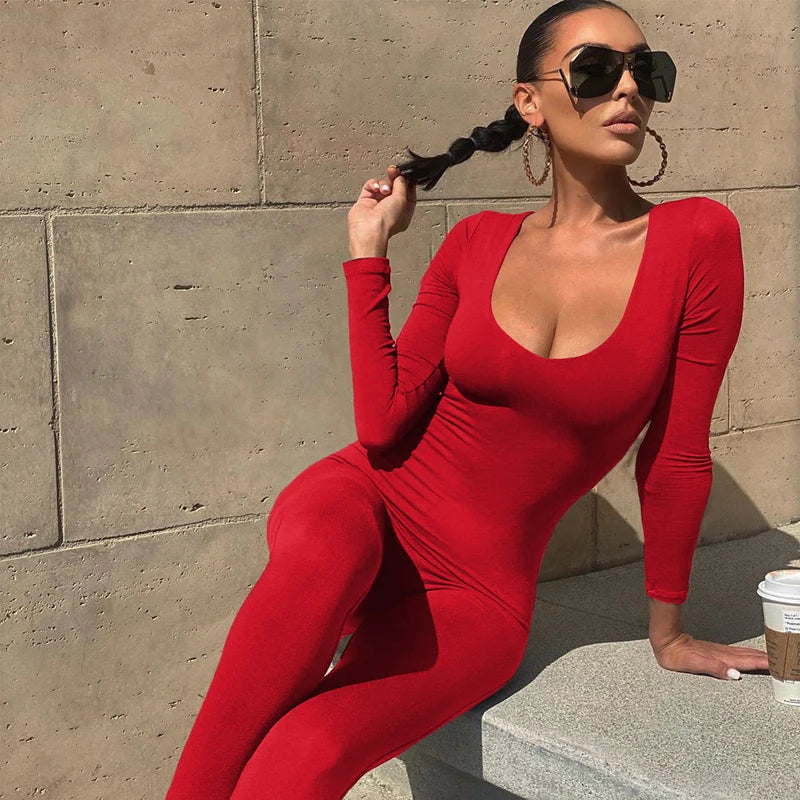 Dulzura Women Autumn Winter Knit Jumpsuit Bodycon