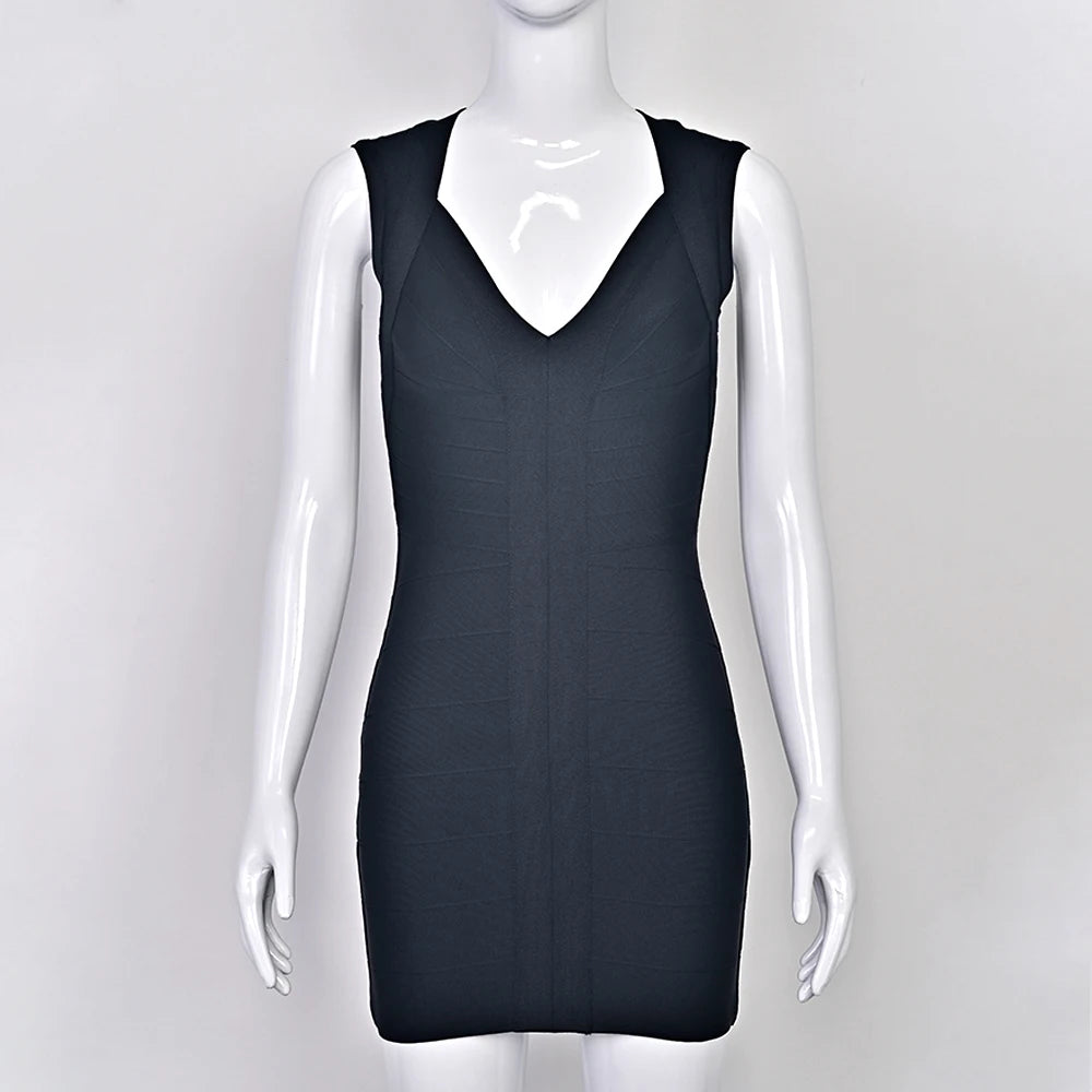 Luxury Signature Knit Plunge Dress For Elegant