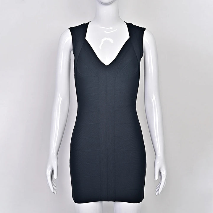 Luxury Signature Knit Plunge Dress For Elegant