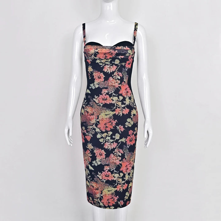 Beaukey Vintage Lace Bandage Dress Elegant