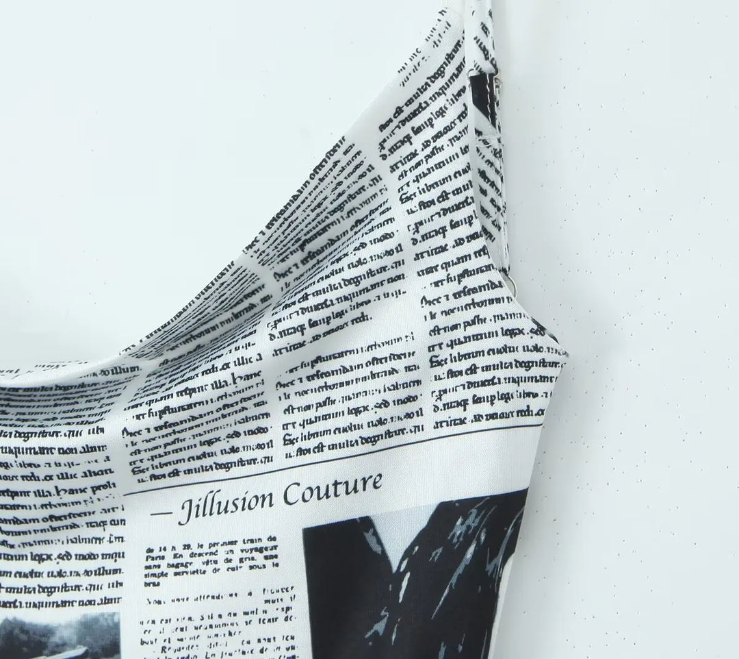 Yenkye Signature Newspaper Print Irregular Mini
