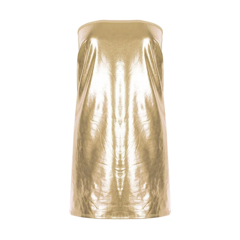 Stunning PU Chest Wrap Dress For Night Out