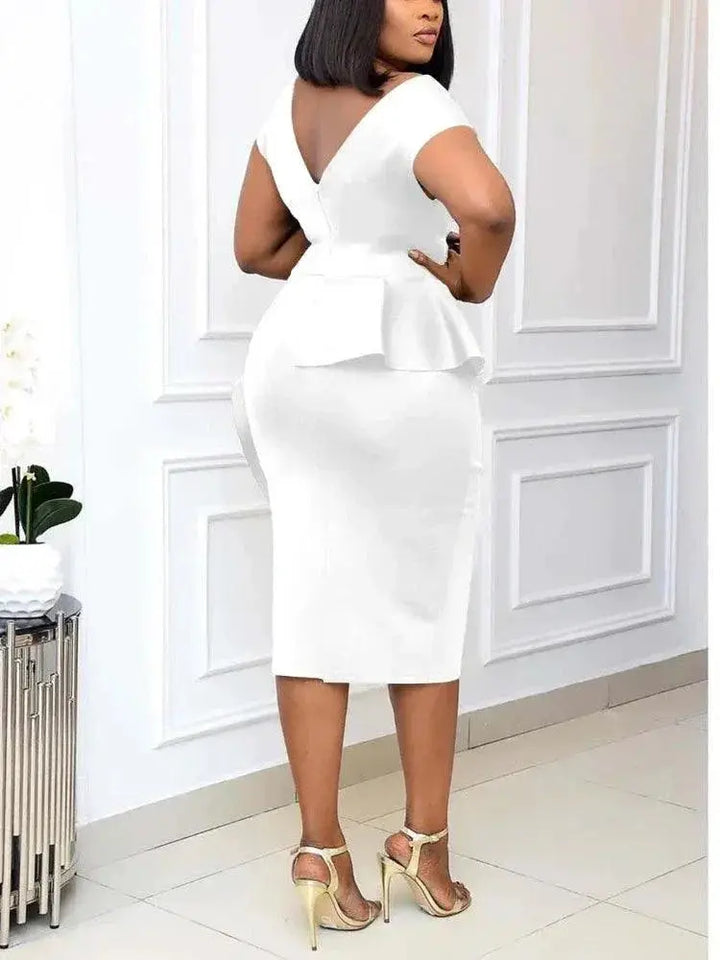 African Inspired Backless Peplum Bodycon Dress Party Outfit