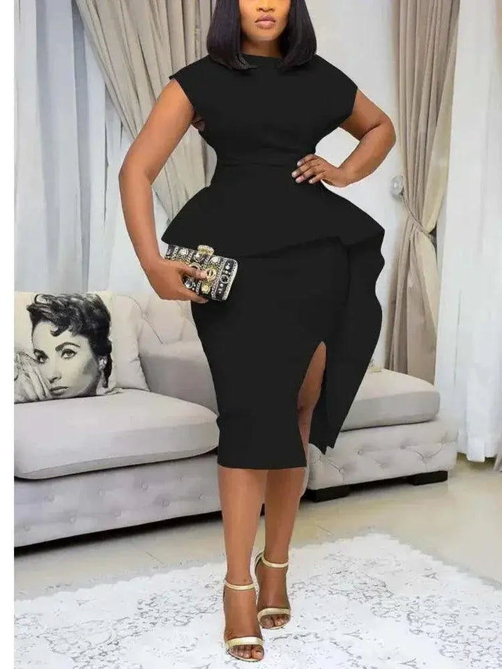 African Inspired Backless Peplum Bodycon Dress Party Outfit