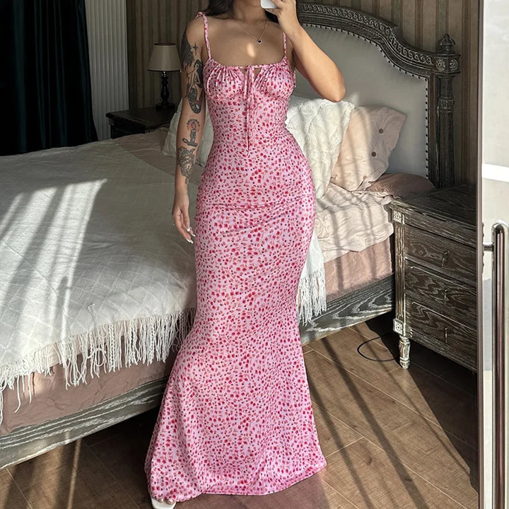 Hugcitar Floral Print Ankle Length Bodycon Long
