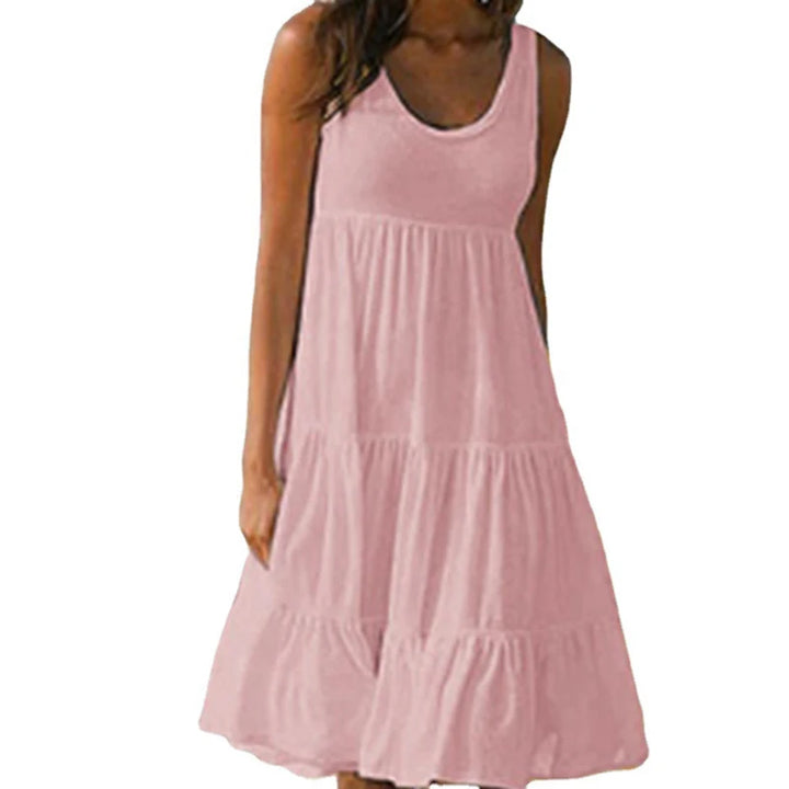Elegant Summer Sleeveless Mini Dress With Ruffles For Women