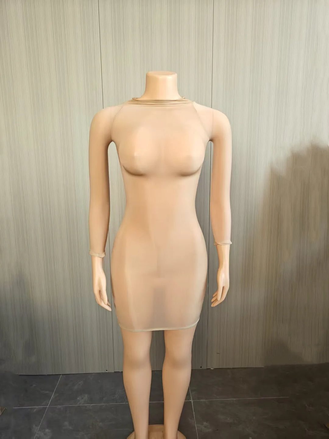 Oil Shiny See Through Bodycon Mini Dress