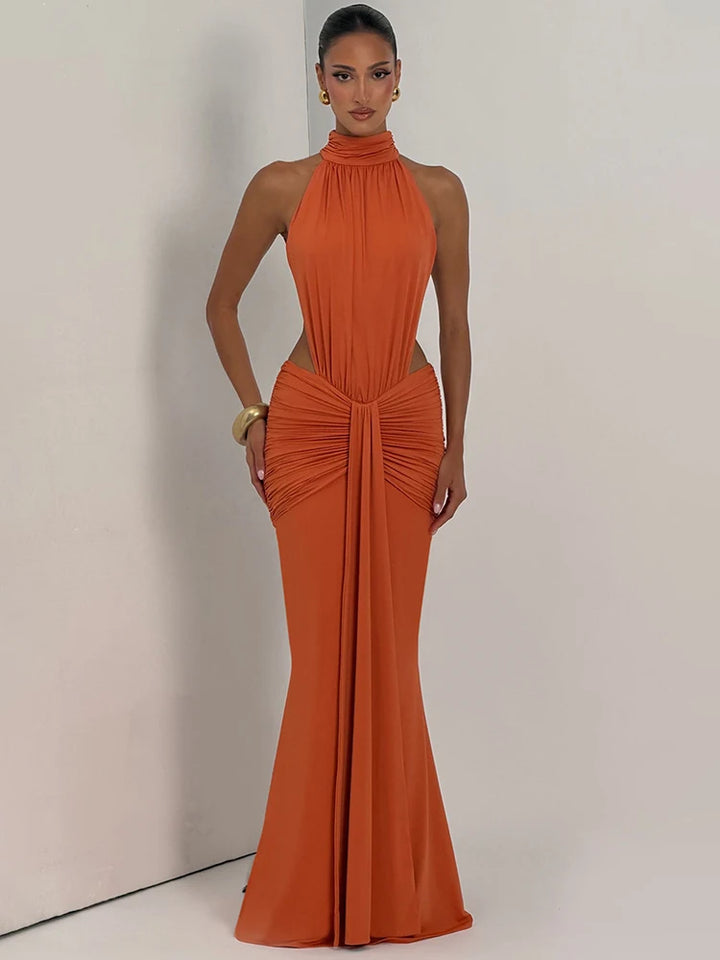 Backless Turtleneck Maxi Dress For Women Party
