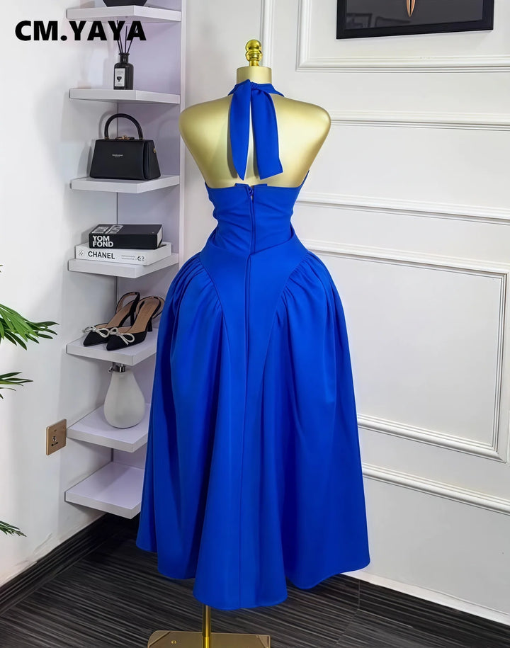 Halter Neck Backless Maxi Dress For Party Evening