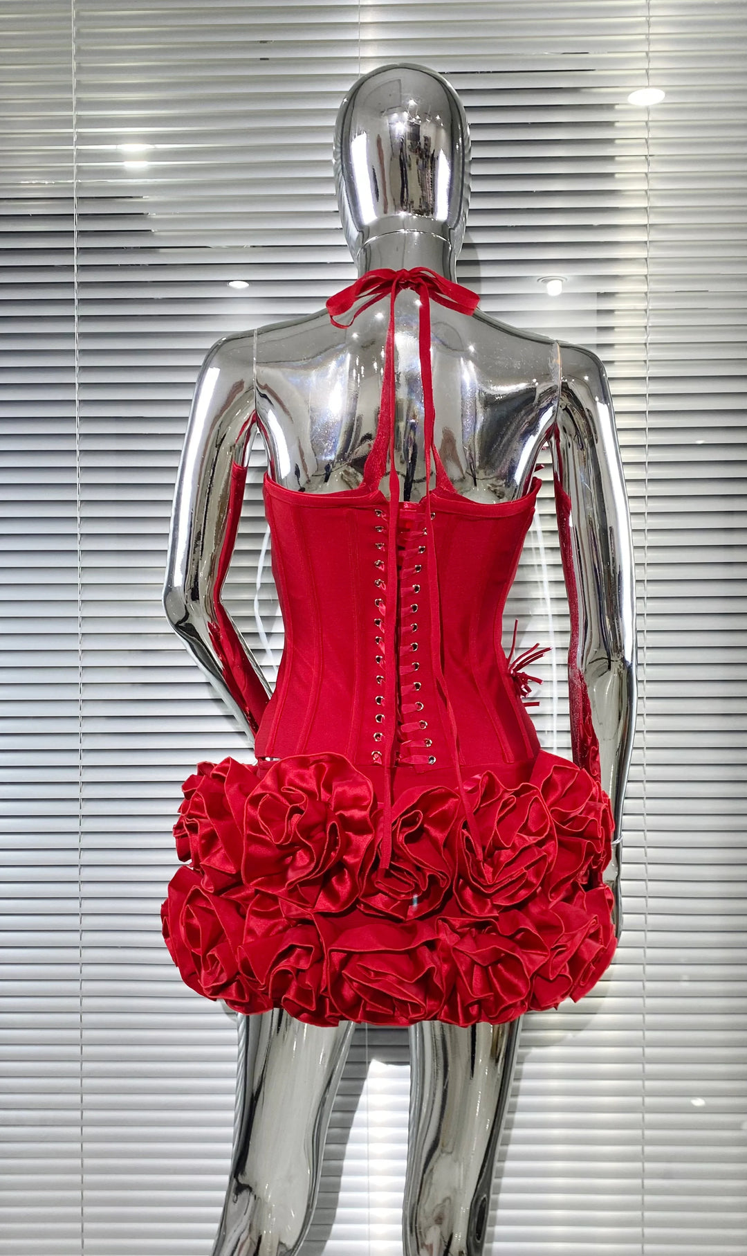 Black Red Strapless Laced Bodycon Cocktail Mini
