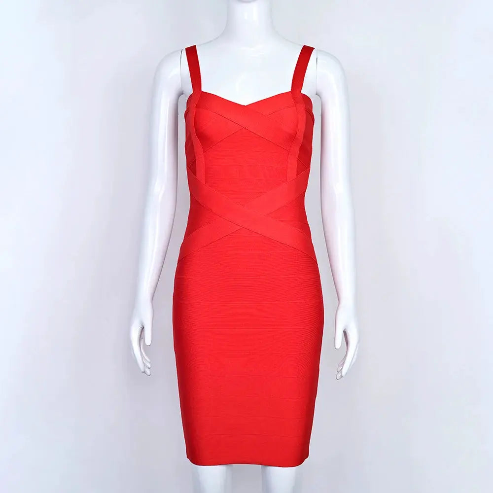BEAUKEY Blue Spaghetti Strap Women Mini Bandage Dress Bodycon Sexy Above Knee Length Bodycon Party Club Dress XL Classic Vestido