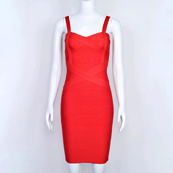 BEAUKEY Blue Spaghetti Strap Women Mini Bandage Dress Bodycon Sexy Above Knee Length Bodycon Party Club Dress XL Classic Vestido