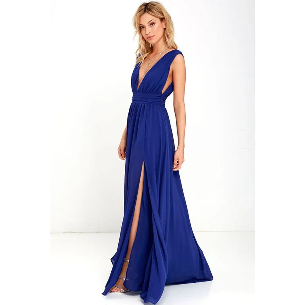 Exquisite Red Backless Maxi Dress For Elegant