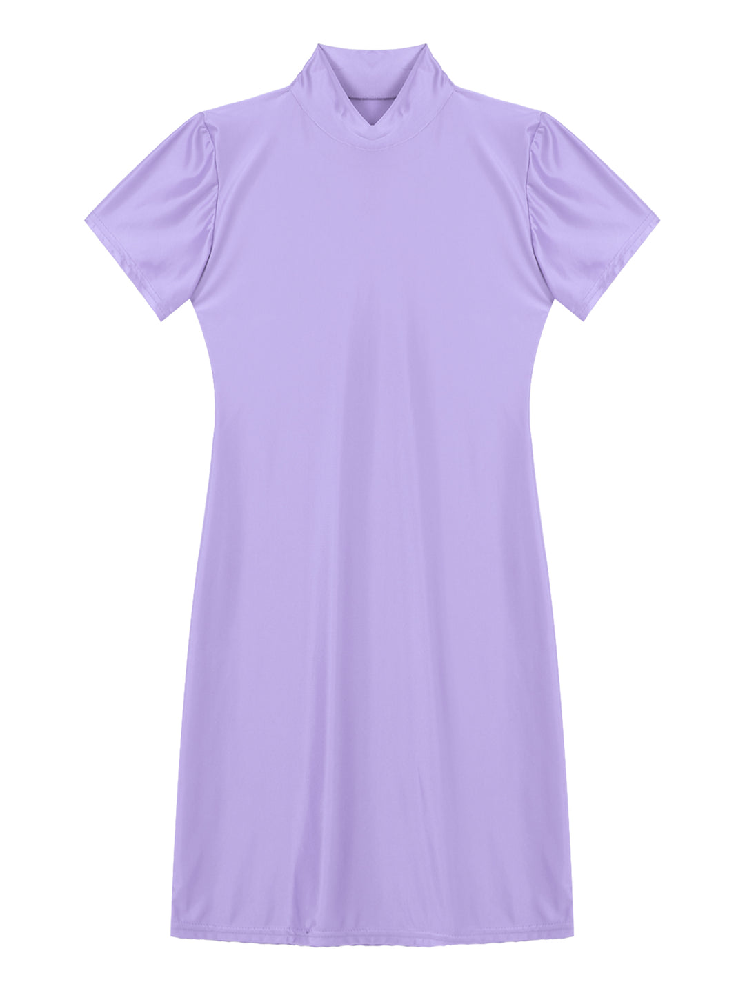Signature Glossy Mock Neck Mini Dress For Tropical