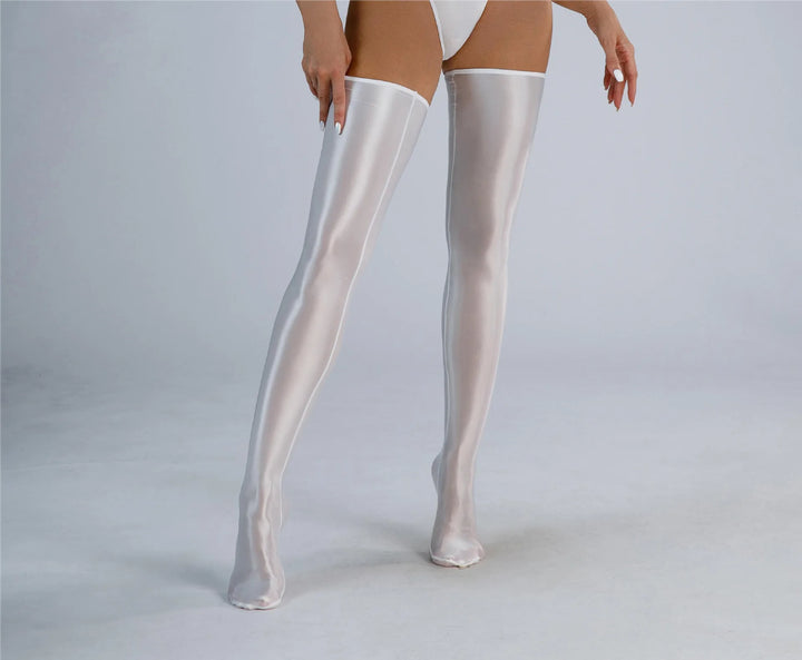 Glossy Long Sleeve Swim Bodysuit Zipper Tights