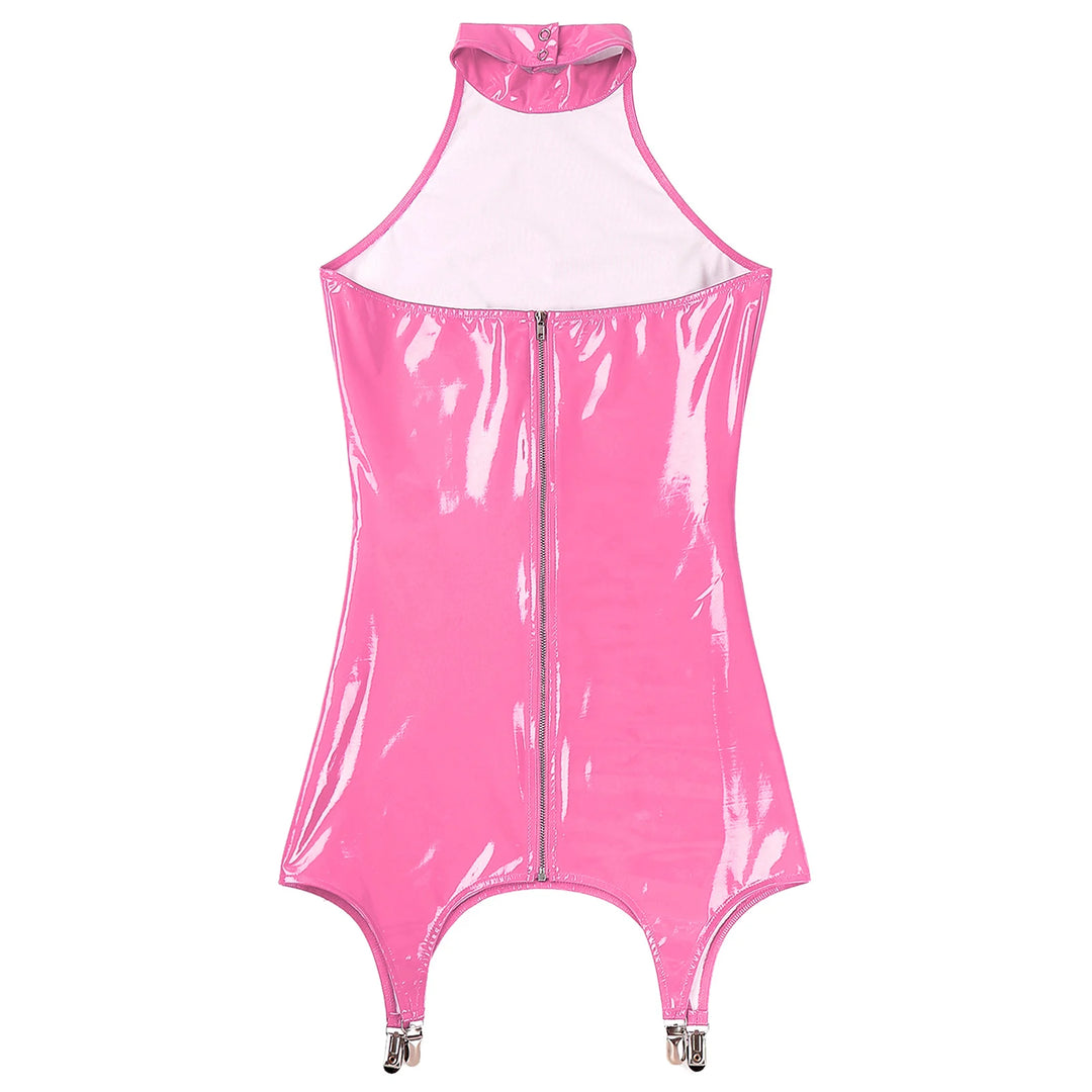 Patent Leather Bodycon Lingerie Dress Garter Clips