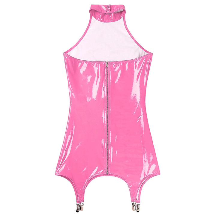 Patent Leather Bodycon Lingerie Dress Garter Clips