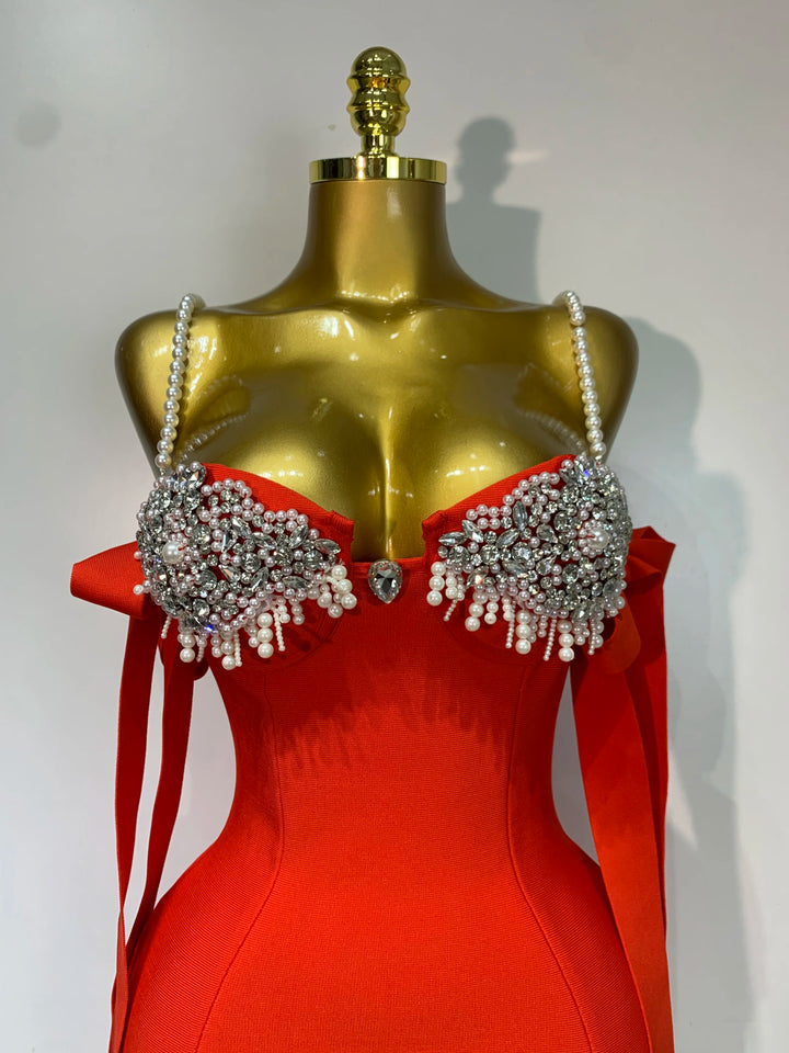 Elegant Kormanly Women Backless Crystal Pearl
