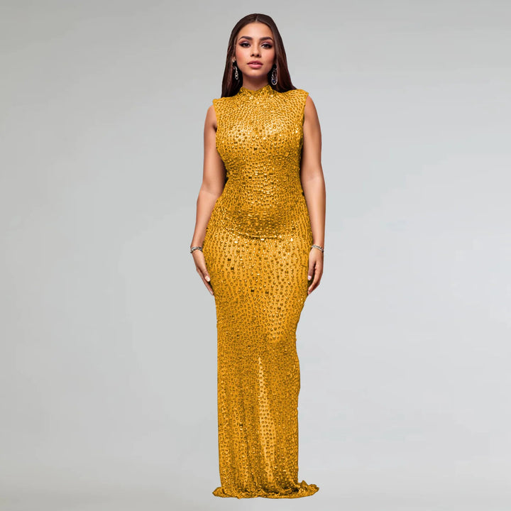 Luxury Rhinestone Maxi Evening Dress For Prom