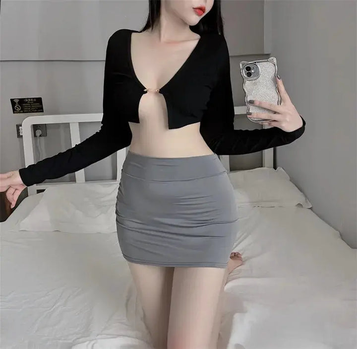 2026NEW High Waist Sexy Casual Black White Bodycon Pencil Mini Skirts Wrap Hip silk Short Skirt for Women Night Club Wear summer