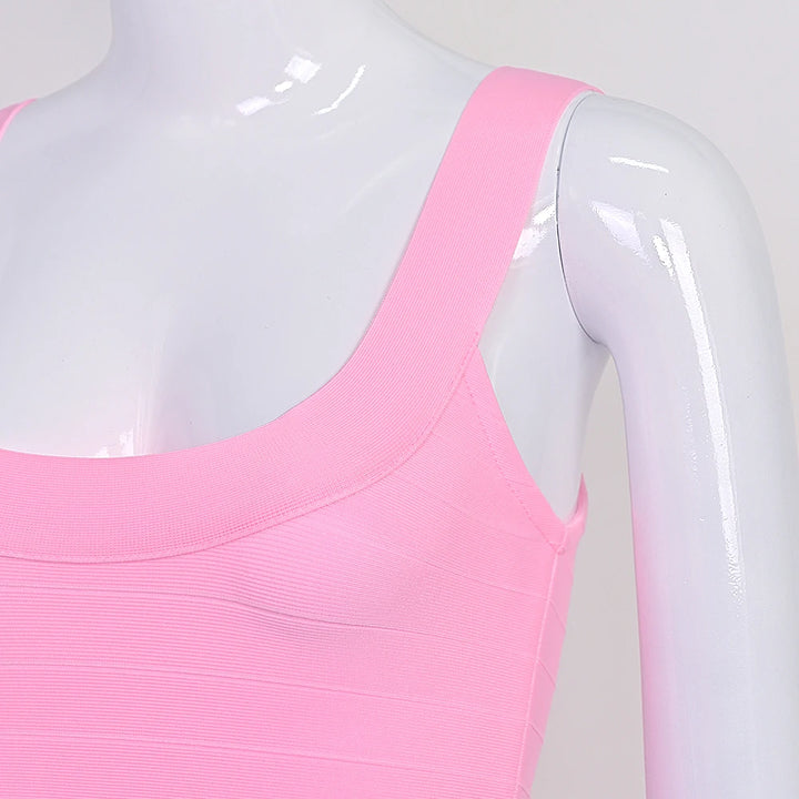 Luxury Pink Ginger Bandage Bodycon Mini Dress