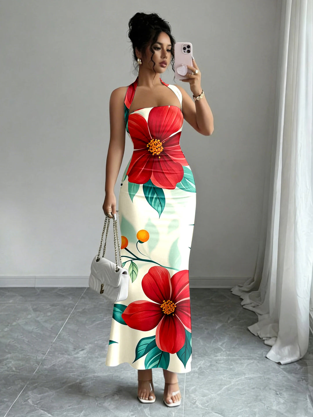 Flowing Long Skirt With Hanging Neck Design