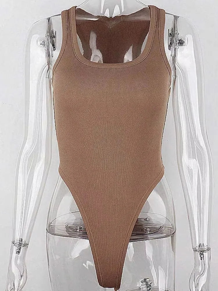Wzijing Sleeveless Knit Bodysuit Off Shoulder