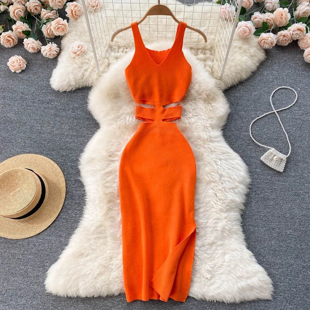 YuooMuoo Women Cutout Waist Knitted Bodycon Dress