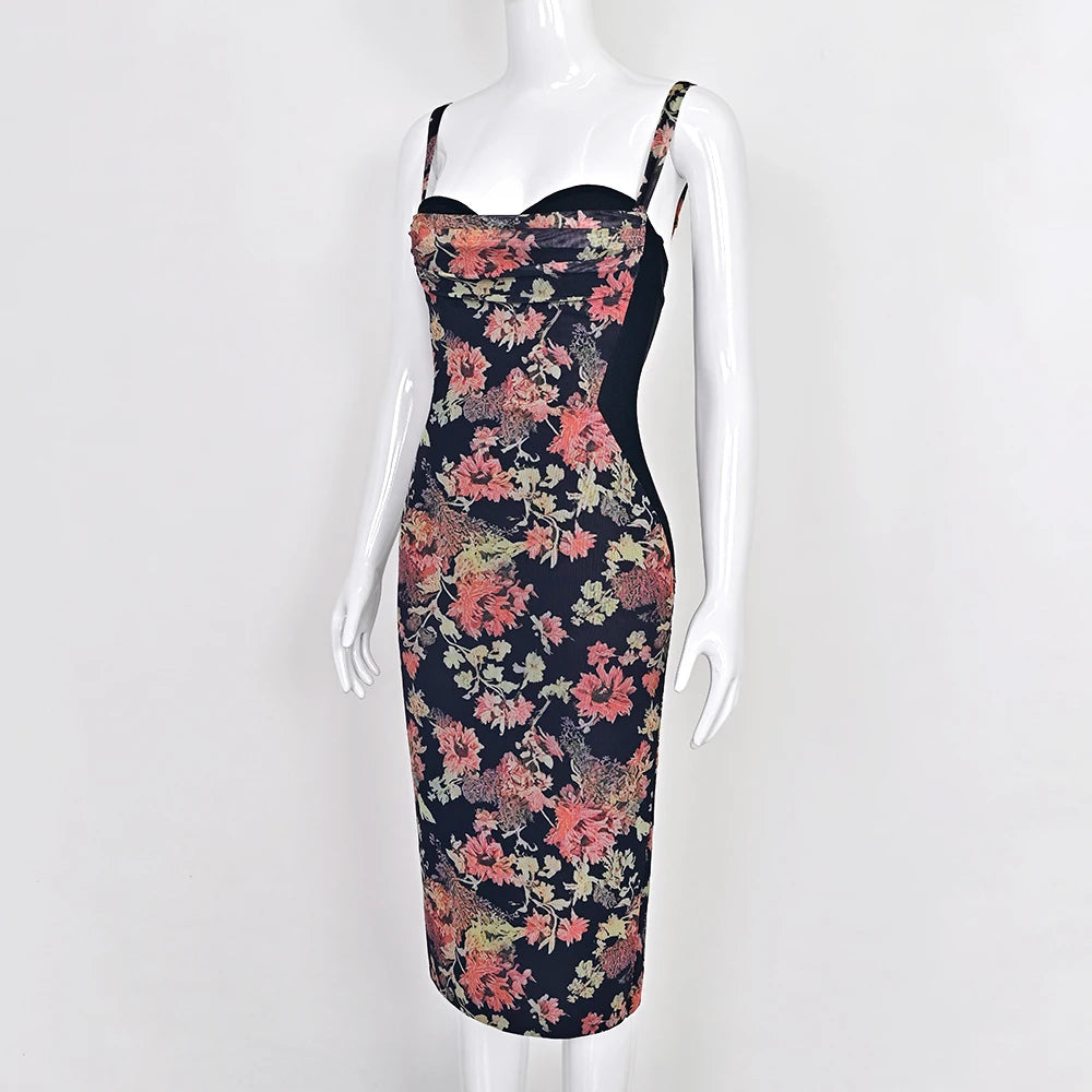 Beaukey Vintage Lace Bandage Dress Elegant