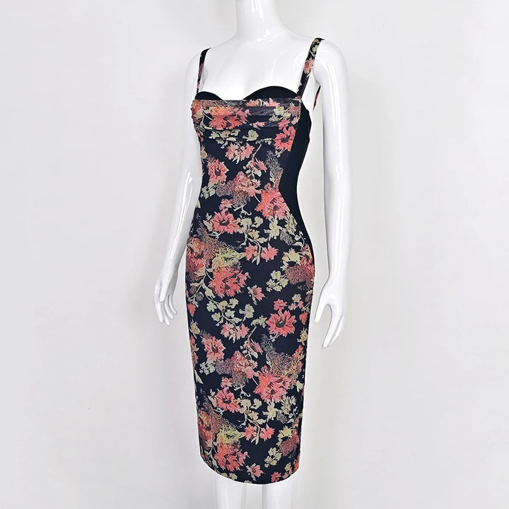 Beaukey Vintage Lace Bandage Dress Elegant