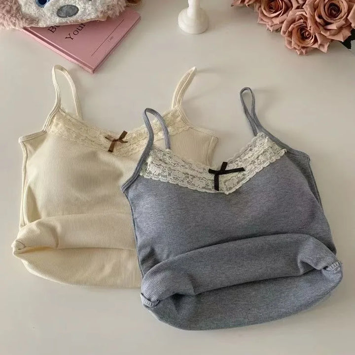 Luxury White Women Knit Lace Camisole Exclusive