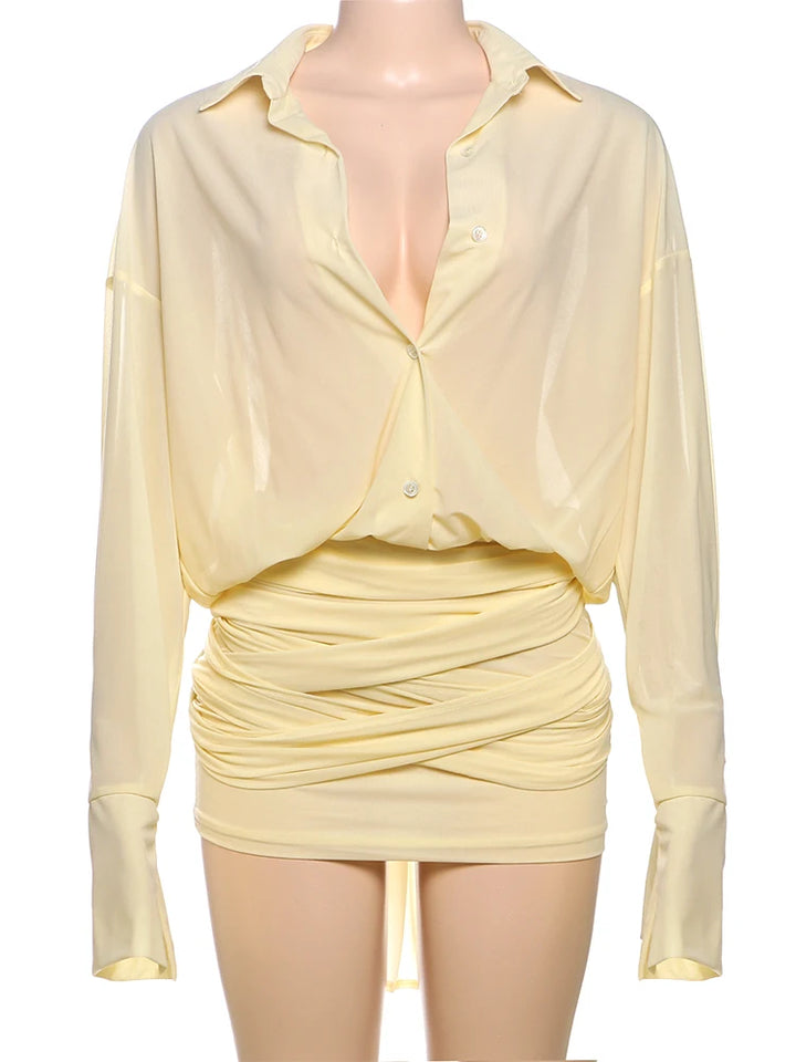 Weird Puss Patchwork Ruched See Through Dress