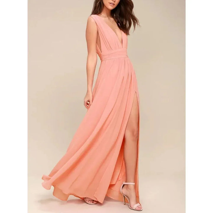 Exquisite Red Backless Maxi Dress For Elegant