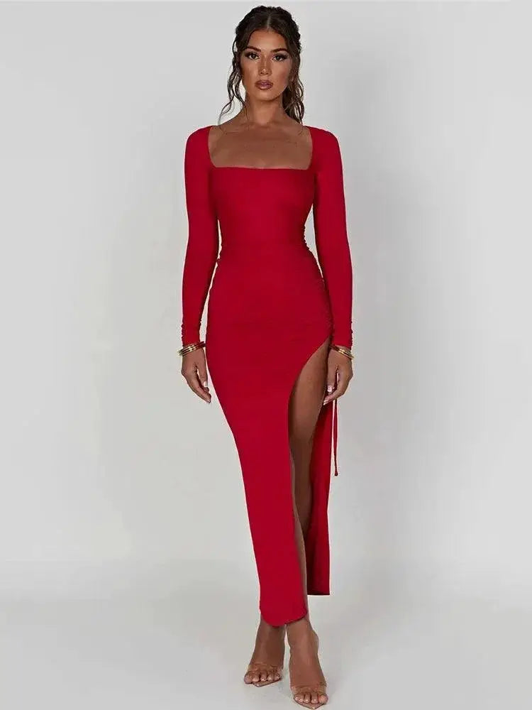 Mozision Elegant Long Sleeve Bodycon Maxi Dress Chic
