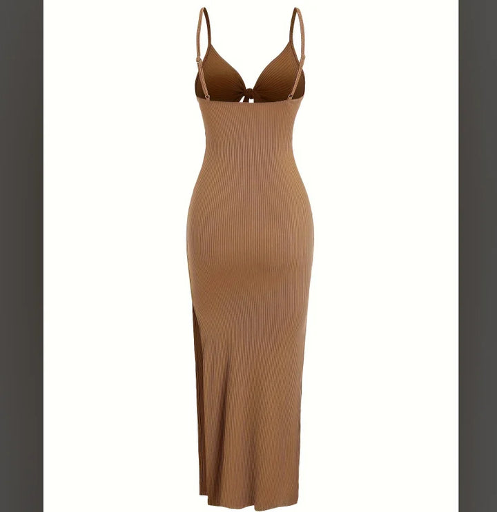 Floral Knit V Neck Sleeveless Backless Long Dress