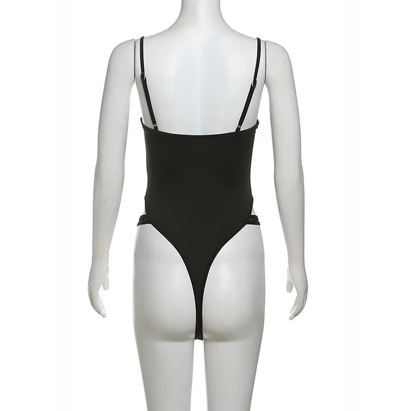Joevilu Y2K Elegance Slim Fit Cutout Bodysuit
