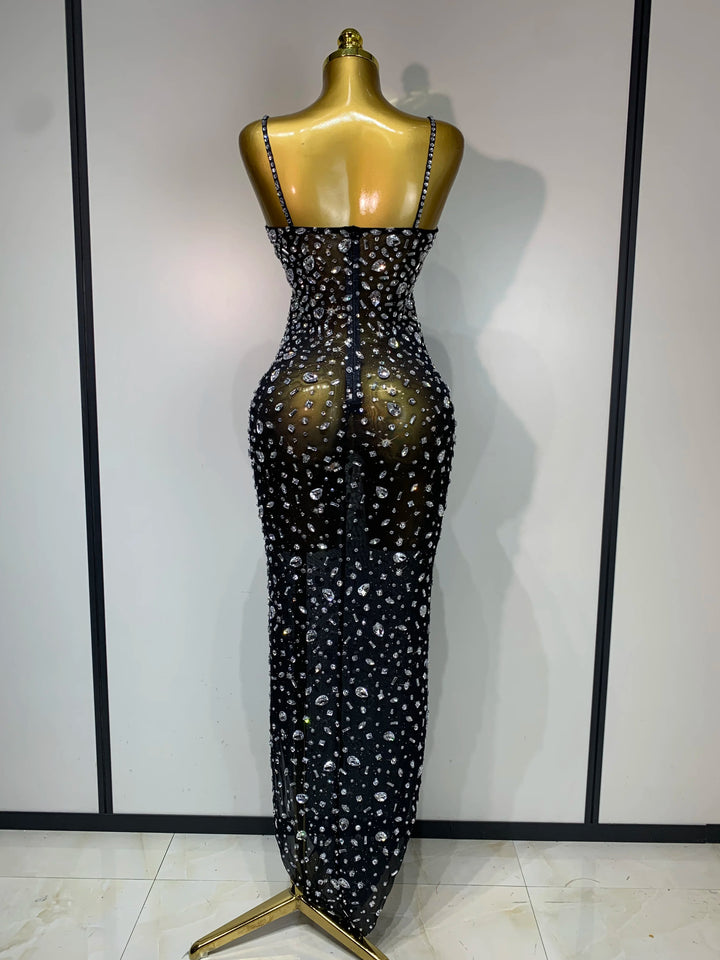 Kormanly Rhinestone Mesh Evening Gown Exclusive