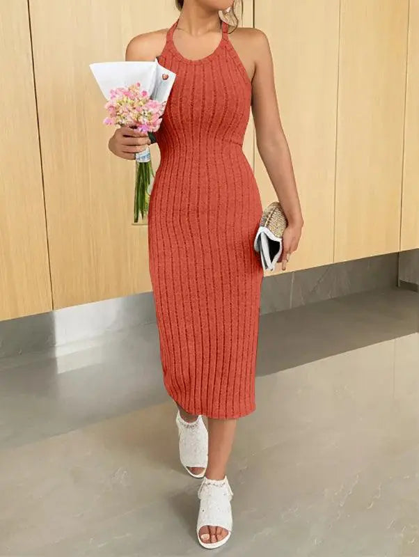 Elegant Bodycon Halter Neck Tank Dress Timeless Chic Comfort