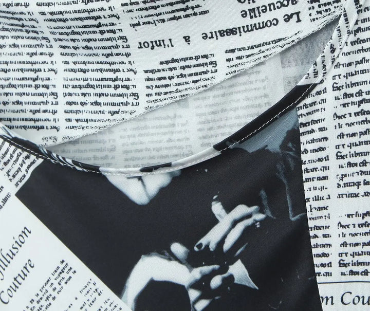 Yenkye Signature Newspaper Print Irregular Mini
