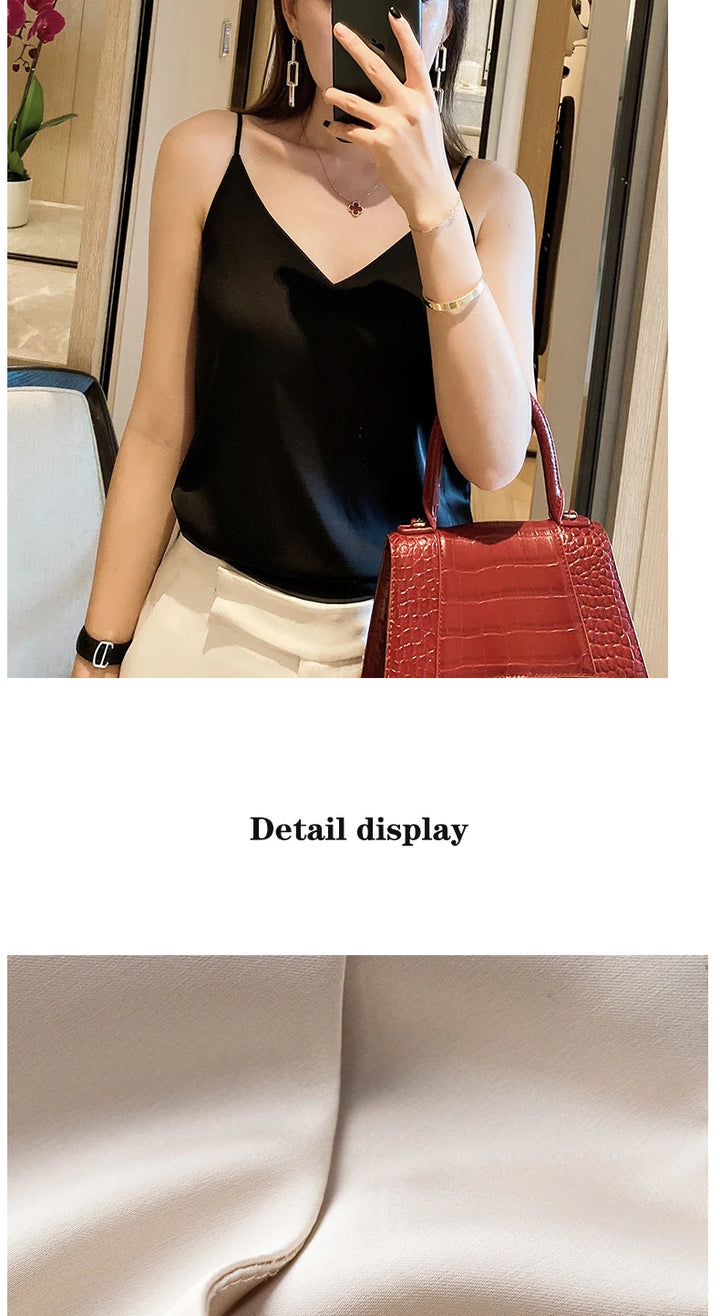 Women Sleeveless Chiffon V Neck Camisole
