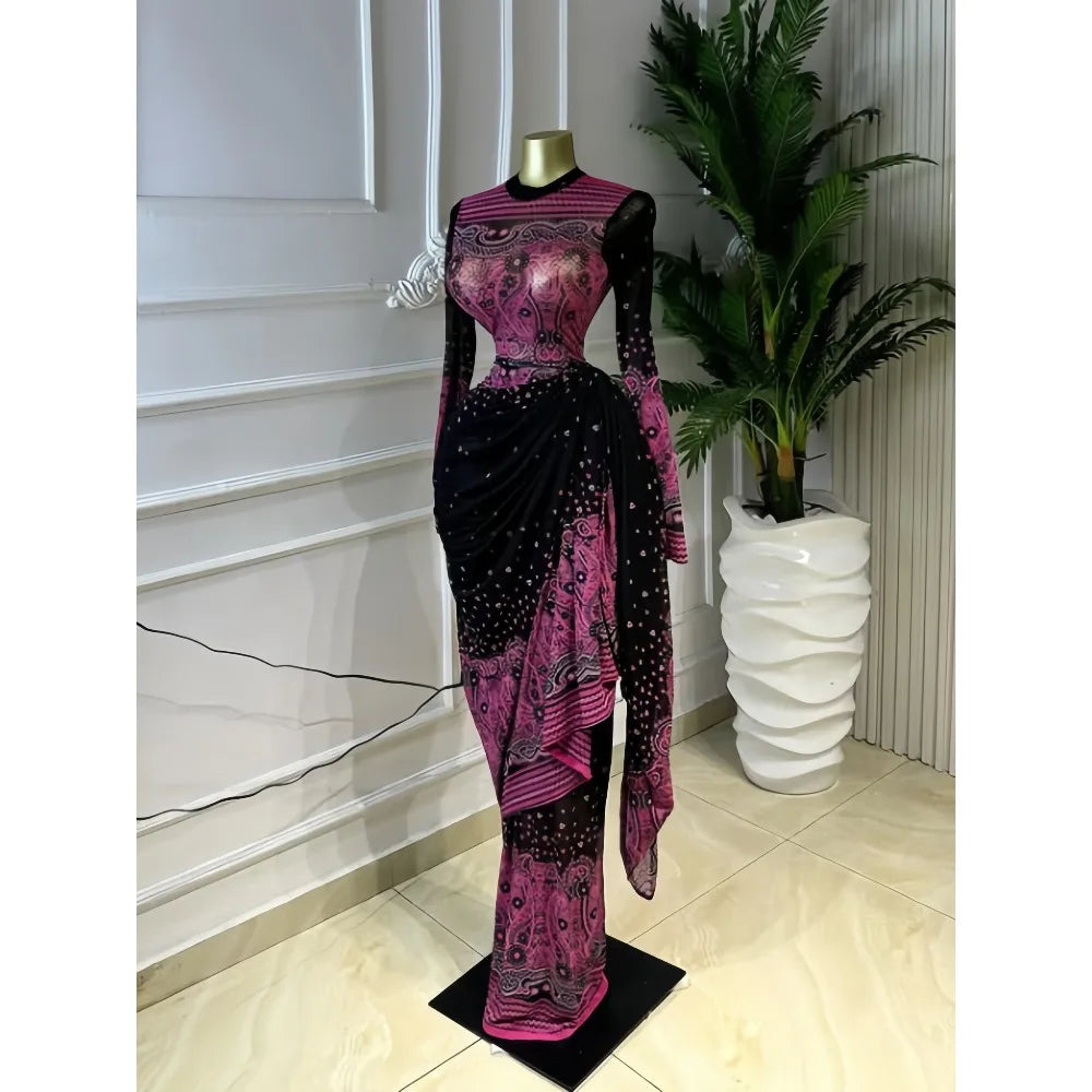 CMYAYA Tie Dye Ruched Midi Dress For Women Party