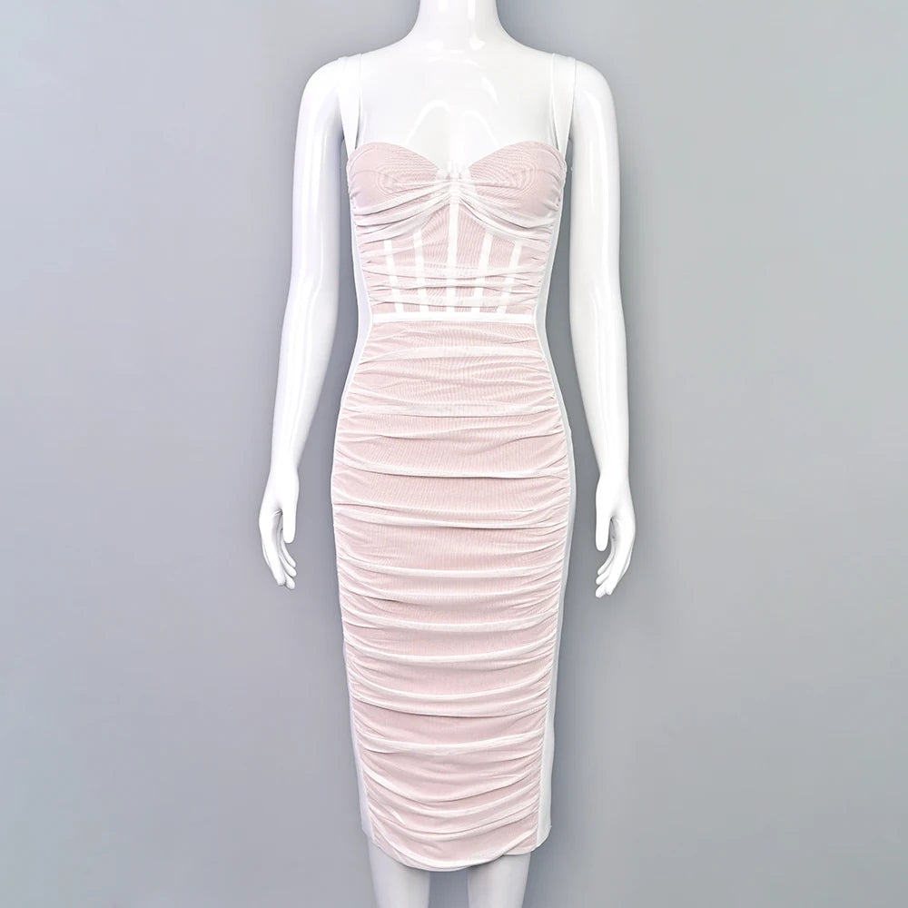 Beaukey Vintage Lace Bandage Dress Elegant