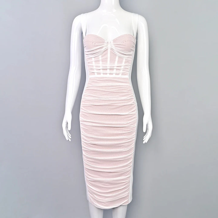 Beaukey Vintage Lace Bandage Dress Elegant