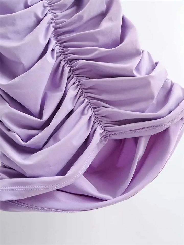 Elegant Pleated Backless Knit Dress For Warm