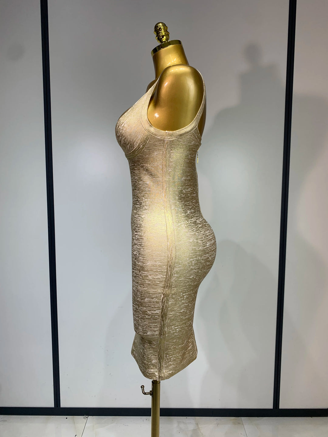 Gold Bandage Bodycon Dress For Women Nightclub