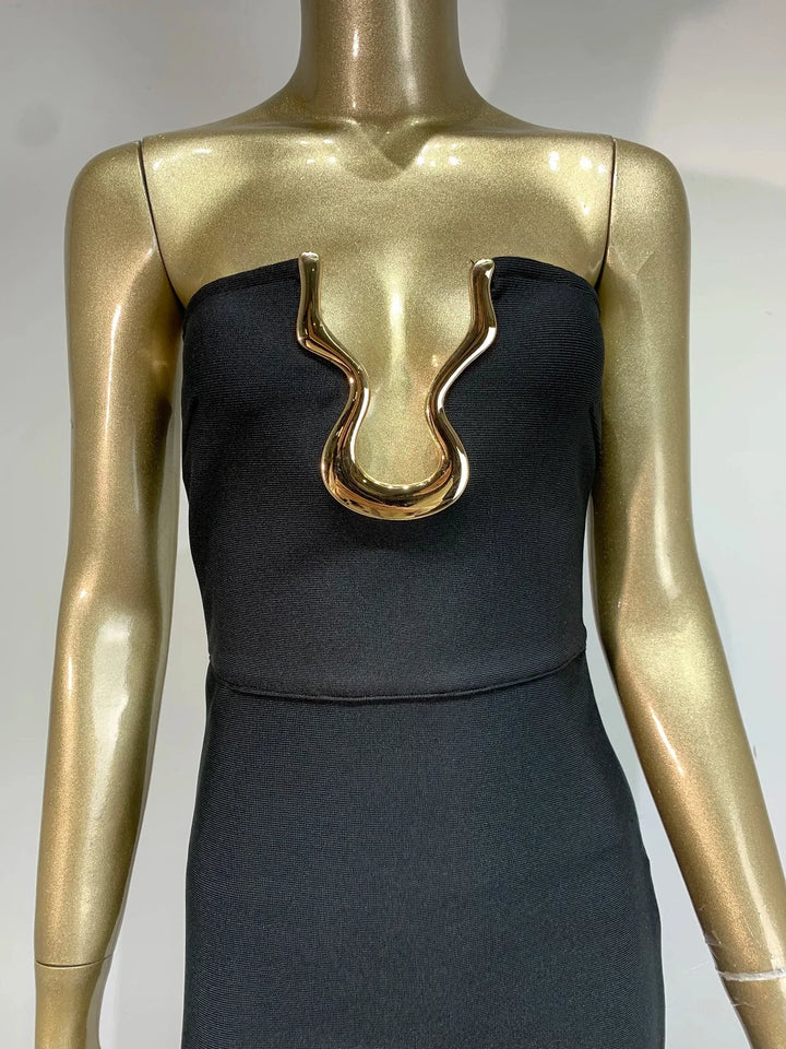 Laura Kors Black Knit Maxi Dress Slim Fit Stretchy