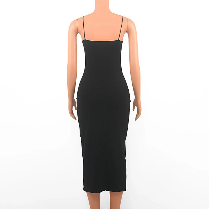 Elegant Sleeveless Backless Ankle Bodycon Dress
