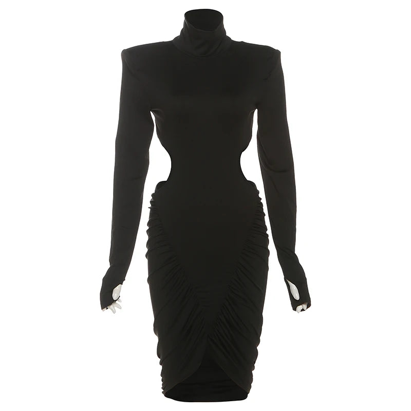 Premium Sisterlinda Autumn Turtleneck Bodycon Mini