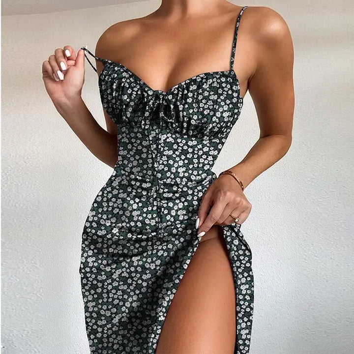 Floral Spaghetti Strap Maxi Dress With Bust