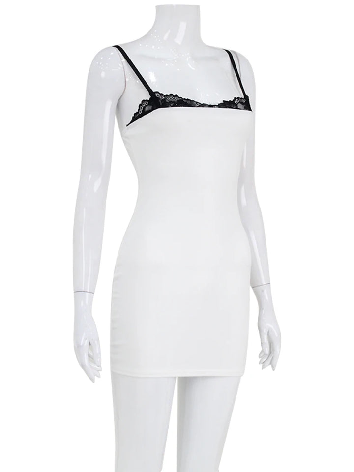 Limited Edition Beige Lace Patchwork Mini Dress
